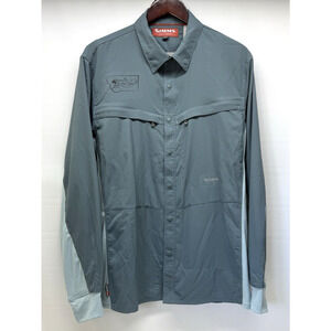 Simms Snap Front Long Sleeve Vented Fishing Shirt Mens Large